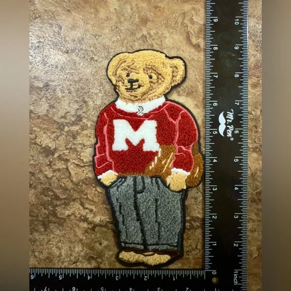 Polo by Ralph Lauren Red and Gray Bear Patch - Picture 1 of 1